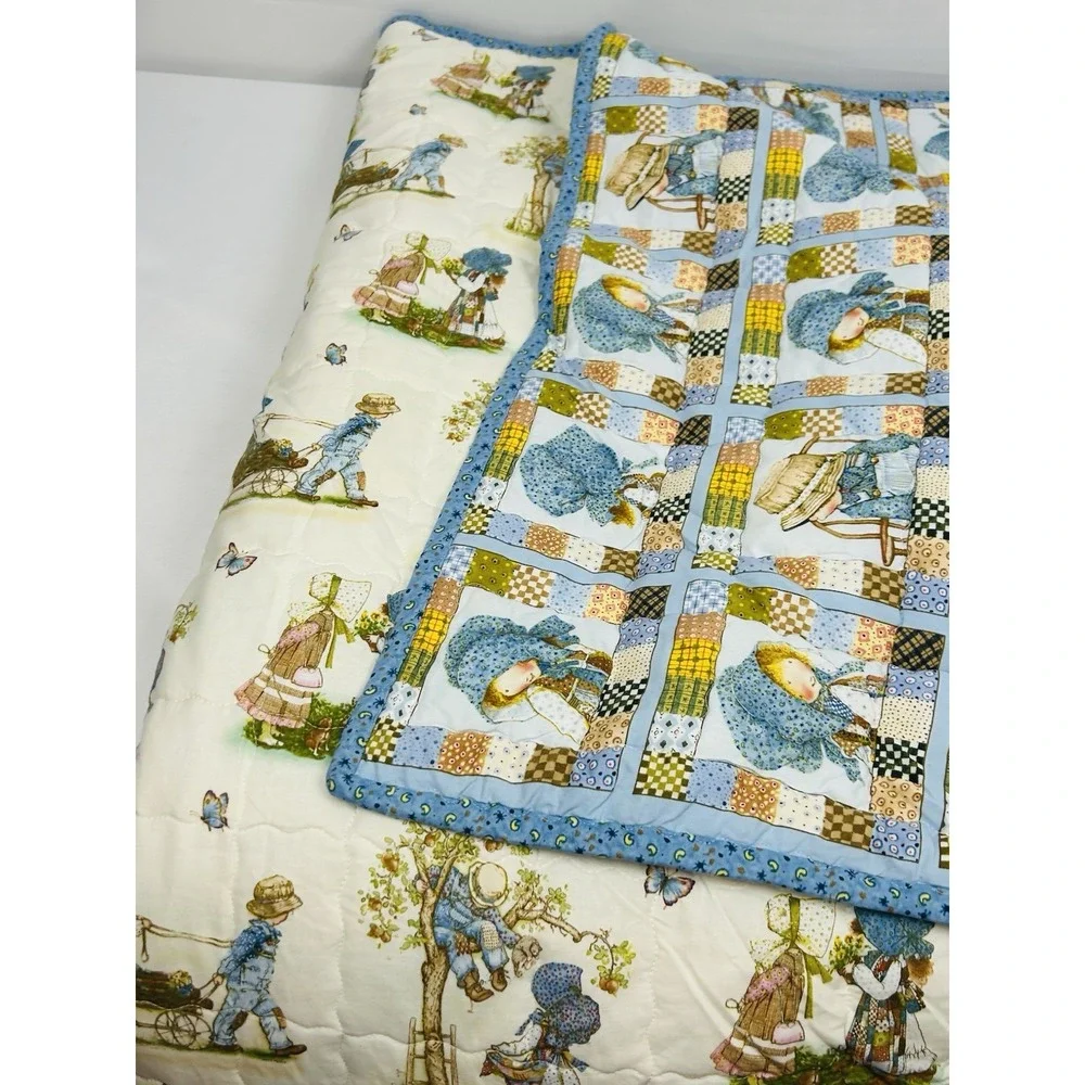 Handmade Quilt Holly Hobbie & Pillow Cases Lines Full Double 82 x 92